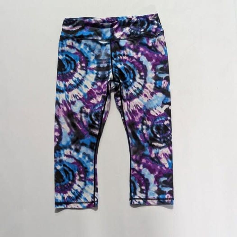 Y2K Galaxy Tie Dye Capri Leggings‎ Cosmic Festival Workout Active Pants - Large